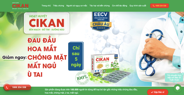 Hoạt huyết CIKAN lừa dối người tiêu dùng, vi phạm quy định về quảng cáo Hoat huyet CIKAN lua doi nguoi tieu dung, vi pham quy dinh ve quang cao