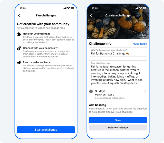 Người sáng tạo nội dung hoặc các KOL có thể tạo thử thách cho fan hâm mộ trên Facebook. Ảnh: Meta