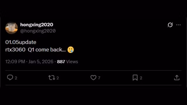 NVIDIA được cho là đang lên kế hoạch tái khởi động dây chuyền sản xuất mẫu card đồ họa GeForce RTX 3060 vào quý 1 năm 2026