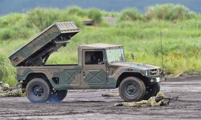 Bệ phóng thuộc tổ hợp Type 96 trong cuộc diễn tập của Lực lượng Phòng vệ Nhật Bản tháng 3/2014. Ảnh: JSDF