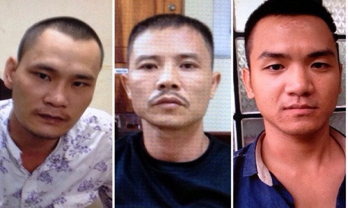 Ba đối tượng Tuấn, Bình và Thuận (từ trái qua). Ba đối tượng Tuấn, Bình và Thuận (từ trái qua).