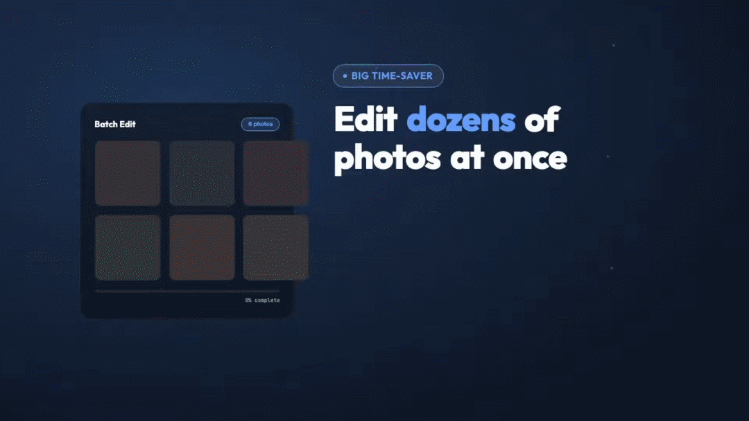 Ứng dụng hiện hỗ trợ chỉnh sửa hàng loạt, cho phép người dùng làm việc trên nhiều ảnh và video trong một phiên làm việc. Tab Nhật ký sắp xếp tất cả các dự án trước đây vào các mục Ảnh, Video và Tài liệu. Tất cả các tệp đã chỉnh sửa được lưu ở định dạng JPEG, MP4 hoặc PDF.