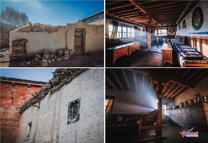 Những ngôi nhà còn nguyên nét kiến trúc Tây Tạng từ ngoại thất đến nội thất.