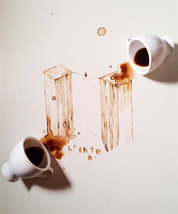 Tác phẩm người đi thăng bằng giữa 2 tòa nhà cao tầng.