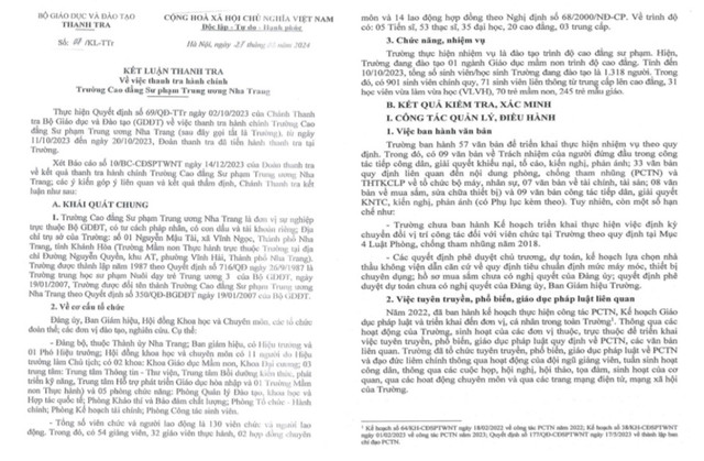 Nhieu vi pham xay ra tai truong Cao dang Su pham Trung uong Nha Trang