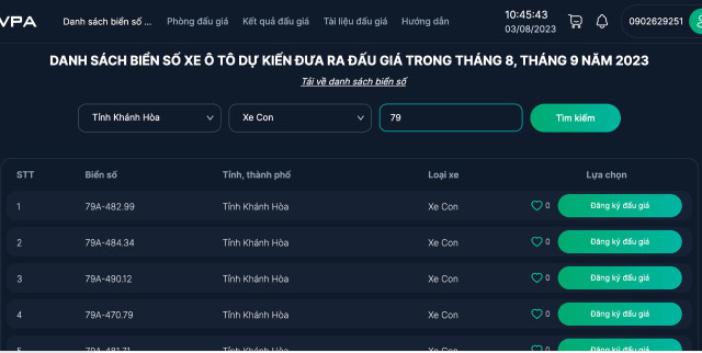 Huong dan cac buoc tham gia dau gia bien so o to truc tuyen