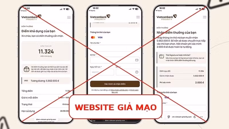 Vietcombank cảnh báo khẩn thủ đoạn giả mạo SMS đổi điểm thưởng