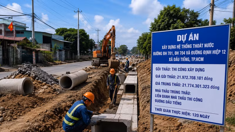 Gói thầu thoát nước đường ĐH 701 gần 22 tỷ đồng về tay liên danh 2 hành viên