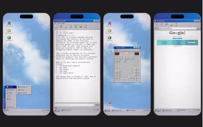 Từ thử nghiệm mang tính ngẫu hứng, ý tưởng nhanh chóng được phát triển thành một ứng dụng hoàn chỉnh. AI Desktop 98 cho phép người dùng tương tác với các mô hình ngôn ngữ lớn như Claude, ChatGPT hay Gemini thông qua một giao diện mô phỏng Windows 98.