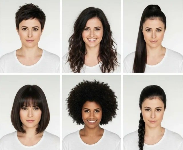 Lưới ảnh đa kiểu tóc được tạo ra từ một bức chân dung cho người dùng những hình dung về trải nghiệm đa phong cách.