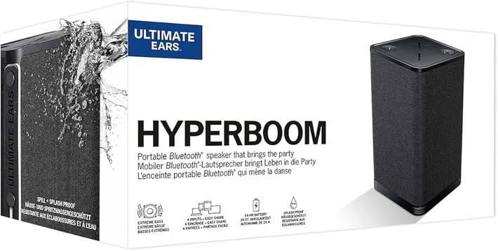 Có bốn tùy chọn đầu vào: hai Bluetooth, một phụ trợ và một quang học, giúp bạn và bạn bè có thể kết nối và dễ dàng chuyển đổi giữa các thiết bị. Được tích hợp công nghệ cân bằng thích ứng, loa có thể đánh giá mức độ tiếng ồn xung quanh và điều chỉnh đầu ra âm thanh cho phù hợp, mang đến trải nghiệm phong phú. Một trong những điểm tuyệt vời nhất của Hyperboom là loa được trang bị chuẩn IPX4, giúp thân loa an toàn trước các sự cố tràn và bắn nước, biến nó thành một loa Bluetooth chống nước tuyệt vời. Được Consumer Reports đánh giá 68 điểm, loa có thể được mua với giá 399,99 đô la trên Amazon.
