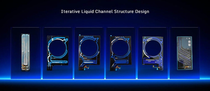 Phiên bản trong suốt của REDMAGIC 11 Pro cho phép người dùng nhìn thấy chất lỏng màu xanh thực sự chảy qua hệ thống làm mát thông qua một cửa sổ tròn ở mặt sau. Đây không phải là một hiệu ứng thị giác đơn thuần mà là hệ thống AquaCore Cooling hoạt động thực tế, nơi chất làm mát được bơm liên tục quanh vòng tuần hoàn để phân tán nhiệt đều khắp mặt kính sau.