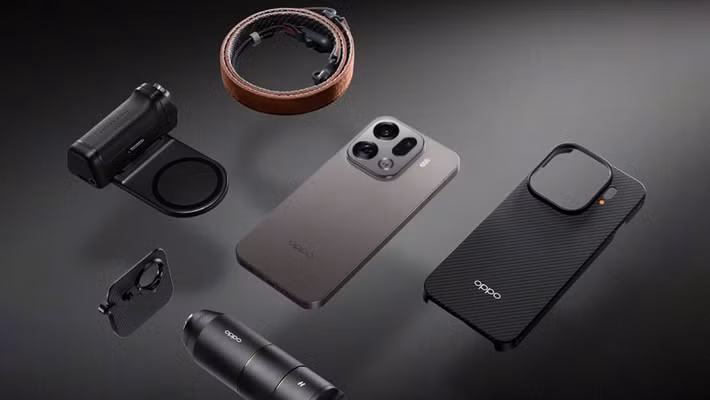 Bộ kit bao gồm ống kính teleconverter Hasselblad, tay cầm có nút chụp vật lý, vòng đèn flash từ tính, ốp bảo vệ nam châm và dây đeo vai chuyên nghiệp.