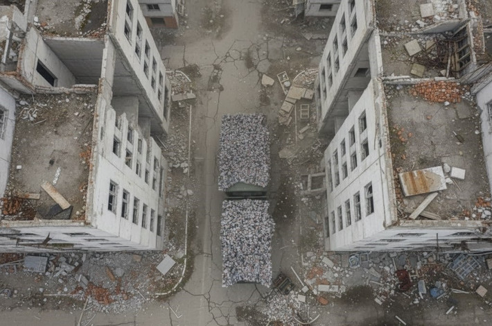 Những hình ảnh này thể hiện mức độ chân thực cao. Các tấm lưới này thích hợp để ngụy trang trong môi trường chiến đấu đô thị, nơi thường xuyên có các chất thải xây dựng như đống gạch, mảnh vụn bê tông và các vật liệu xây dựng khác