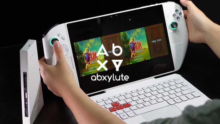 Khi gắn thêm bàn phím kèm chân đỡ, Abxylute 3D One biến thành một laptop mini chơi game. Người dùng cũng có thể dùng phụ kiện cầu nối để chơi theo kiểu gamepad cố định.