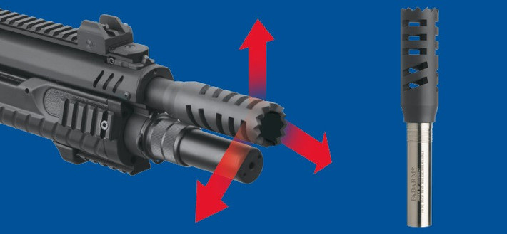 Ống hãm XL Range 108 mm mở rộng giúp cải thiện hơn nữa đường bắn, cho phép vũ khí duy trì năng lượng tác động ổn định ở khoảng cách xa hơn — một lợi thế quan trọng khi nhắm vào các mối đe dọa trên không nhỏ như máy bay không người lái.