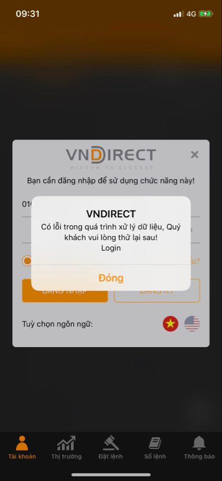 VNDirect gặp sự cố đăng nhập, nhà đầu tư chịu thiệt VNDirect gap su co dang nhap, nha dau tu chiu thiet