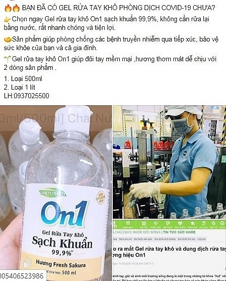 Công ty Cổ phần Bột giặt Lix tự ý 'vẽ' thêm công dụng cho gel rửa tay khô On1? Cong ty Co phan Bot giat Lix tu y 've' them cong dung cho gel rua tay kho On1?