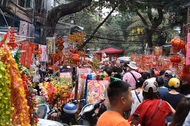 Pho Hang Ma xuat hien nhieu loai ngu qua gia trong nhu that trang tri Tet