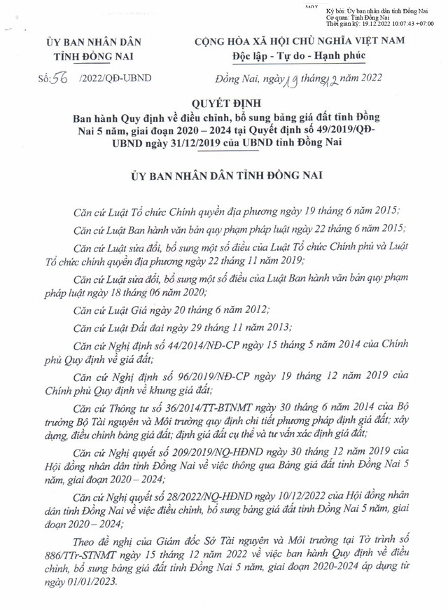 Tu 1/1/2023 gia dat tai KCN Bien Hoa 2 va Amata tang len 3,9 trieu dong/m2