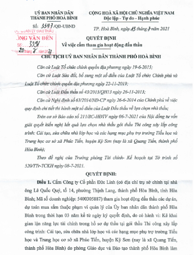 Vì sao công ty cổ phần Đức Linh bị cấm thầu 3 năm? - Hình 2 Vi sao cong ty co phan Duc Linh bi cam thau 3 nam?-Hinh-2
