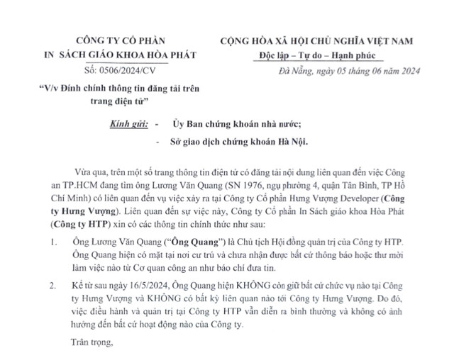 Thực hư tin Chủ tịch HTP bị công an truy tìm Thuc hu tin Chu tich HTP bi cong an truy tim