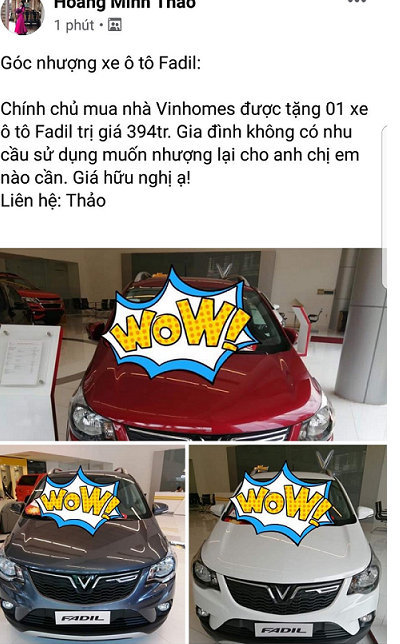 Vingroup chơi lớn tặng ô tô Fadil cho khách hàng mua nhà Vinhomes Vingroup choi lon tang o to Fadil cho khach hang mua nha Vinhomes