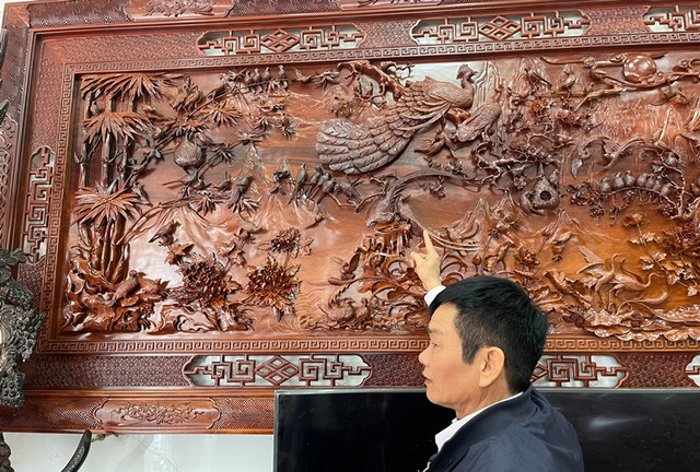 Chi tiet buc tranh go 'bach dieu hoan ca' tien ty bac ty cua nghe nhan Bac Ninh-Hinh-11