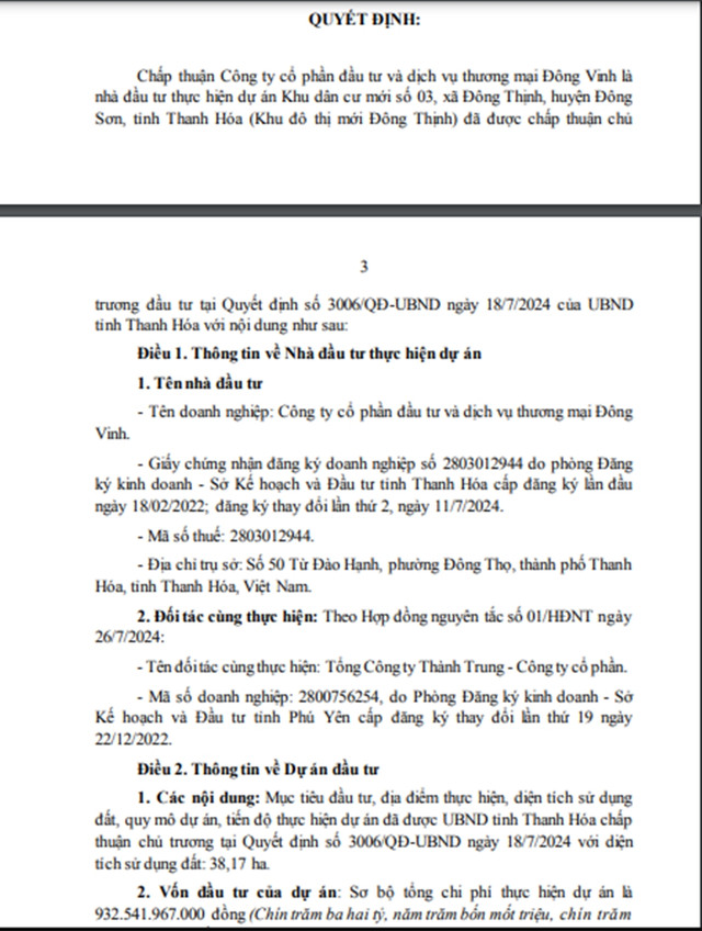 Biet gi cong ty Dong Vinh - Trung lam Khu dan cu gan 1.000 ty?