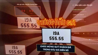 Đấu giá biển số ôtô, xe máy năm 2025 thu về khoảng 5.200 tỷ đồng