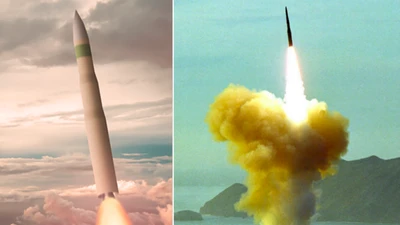 Các tên lửa đạn đạo xuyên lục địa Sentinel (bên trái) và Minuteman III