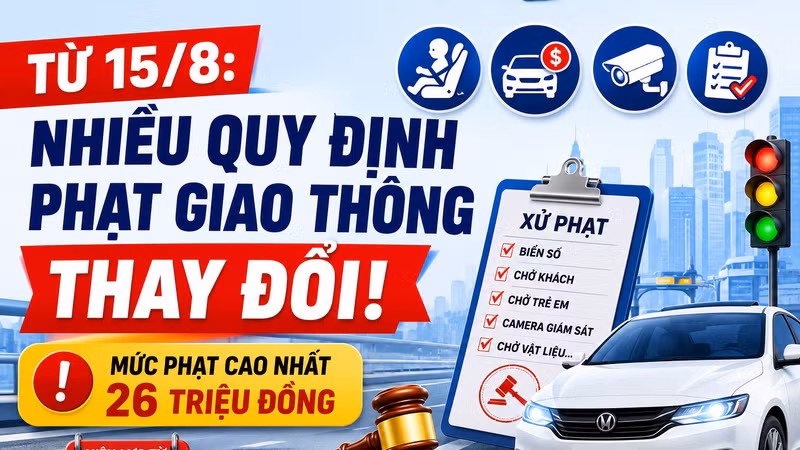 [INFOGRAPHIC] Từ 15/8, nhiều mức phạt giao thông sẽ thay đổi