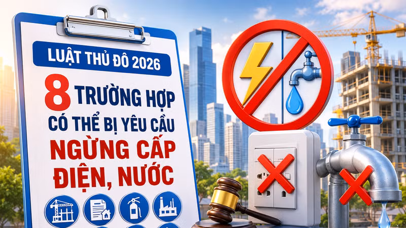 [INFOGRAPHIC] 8 trường hợp có thể bị yêu cầu ngừng cấp điện, nước