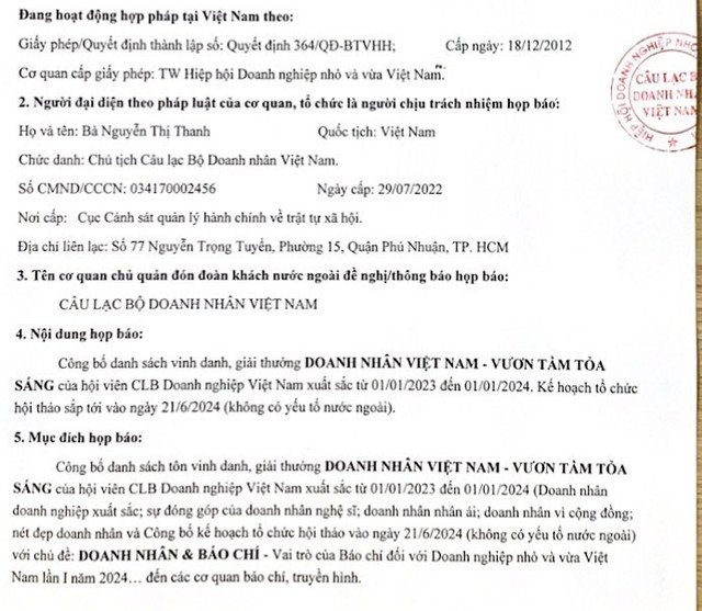 Vi sao buoi hop bao cua CLB Doanh nhan Viet Nam bi yeu cau tam dung 3 lan?