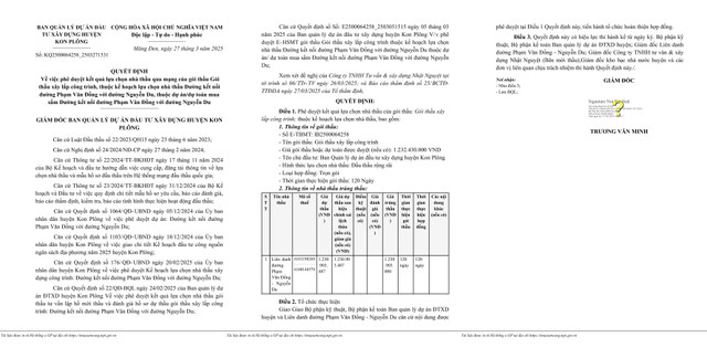 Kon Tum: Cty Dieu Phat Mang Den va Dong Anh trung goi lam duong tai Kon Plong