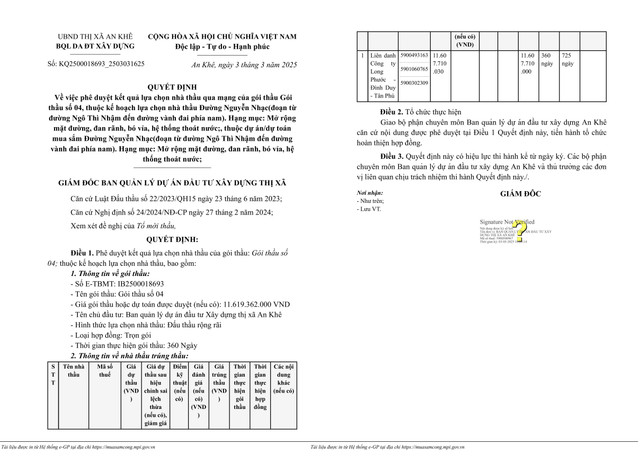 Liên danh Long Phước - Đình Duy - Tân Phú trúng gói thầu hơn 11,6 tỷ tại An Khê Lien danh Long Phuoc - Dinh Duy - Tan Phu trung goi thau hon 11,6 ty tai An Khe