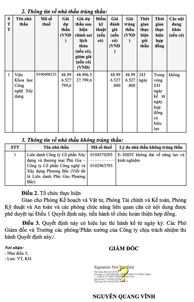 Goi chong tham thuong luu dap Dong Nai 3 hon 50 ty do don vi nao thuc hien?