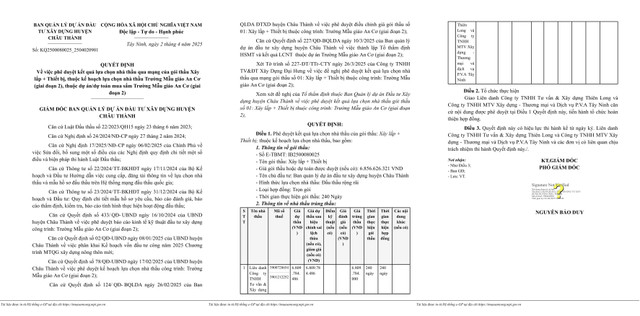 Liên danh 2 thành viên trúng gói xây dựng Trường Mẫu giáo An Cơ Lien danh 2 thanh vien trung goi xay dung Truong Mau giao An Co