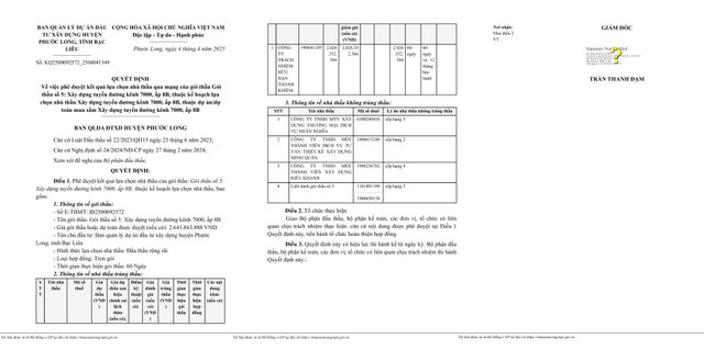 2 gói xây dựng tại Bạc Liêu về tay Cty Thành Khiêm 2 goi xay dung tai Bac Lieu ve tay Cty Thanh Khiem