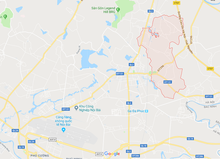 Vị trí xã Tân Minh, huyện Sóc Sơn. Ảnh: Google map