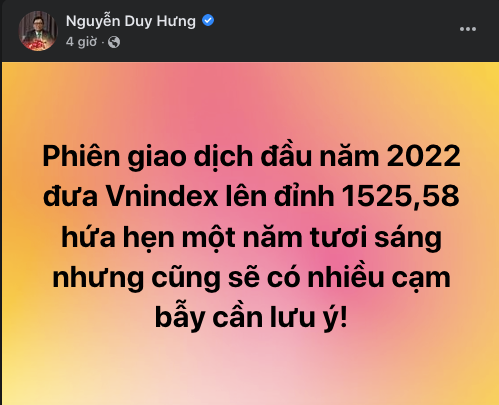 Ông Nguyễn Duy Hưng: VN-Index hôm nay "hứa hẹn một năm tươi sáng nhưng cũng sẽ có nhiều cạm bẫy" Ong Nguyen Duy Hung: VN-Index hom nay