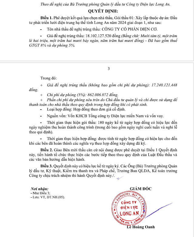 Long An: Gói thầu xây lắp hơn 18 tỷ về tay công ty Điện Cơ - Hình 2 Long An: Goi thau xay lap hon 18 ty ve tay cong ty Dien Co-Hinh-2
