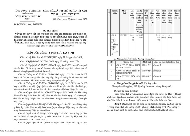 Cty Việt Trường: Nhà thầu 'quen mặt' của các doanh nghiệp điện miền Tây Cty Viet Truong: Nha thau 'quen mat' cua cac doanh nghiep dien mien Tay