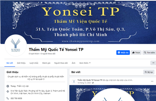Đình chỉ hoạt động khám, chữa bệnh tại Thẩm mỹ Quốc tế Yonsei TP Dinh chi hoat dong kham, chua benh tai Tham my Quoc te Yonsei TP