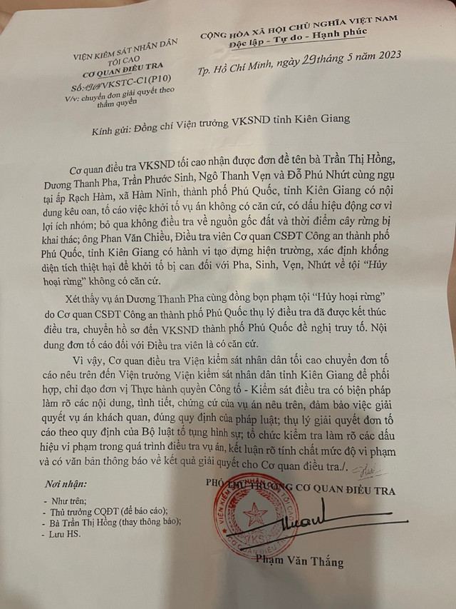 Vụ Công an Phú Quốc đề nghị truy tố phá rừng: Các bị can gửi đơn tố cáo Vu Cong an Phu Quoc de nghi truy to pha rung: Cac bi can gui don to cao