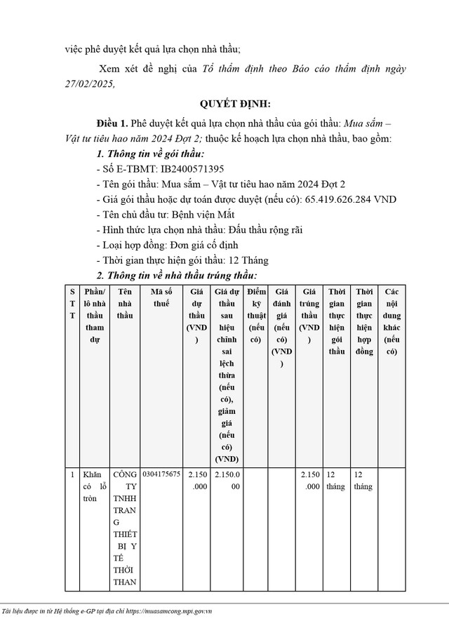 Gói thầu 65,4 tỷ của Bệnh viện Mắt TPHCM đã tìm được nhà thầu Goi thau 65,4 ty cua Benh vien Mat TPHCM da tim duoc nha thau