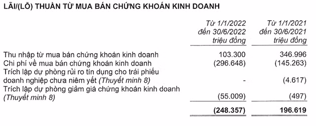 Techcombank: Chung khoan kinh doanh lo nang 248 ty trong 6 thang