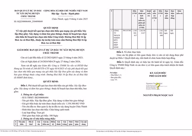 Tay Ninh: Cong ty Hiep Ninh trung goi hon 1,3 ty tai Hoa Thanh
