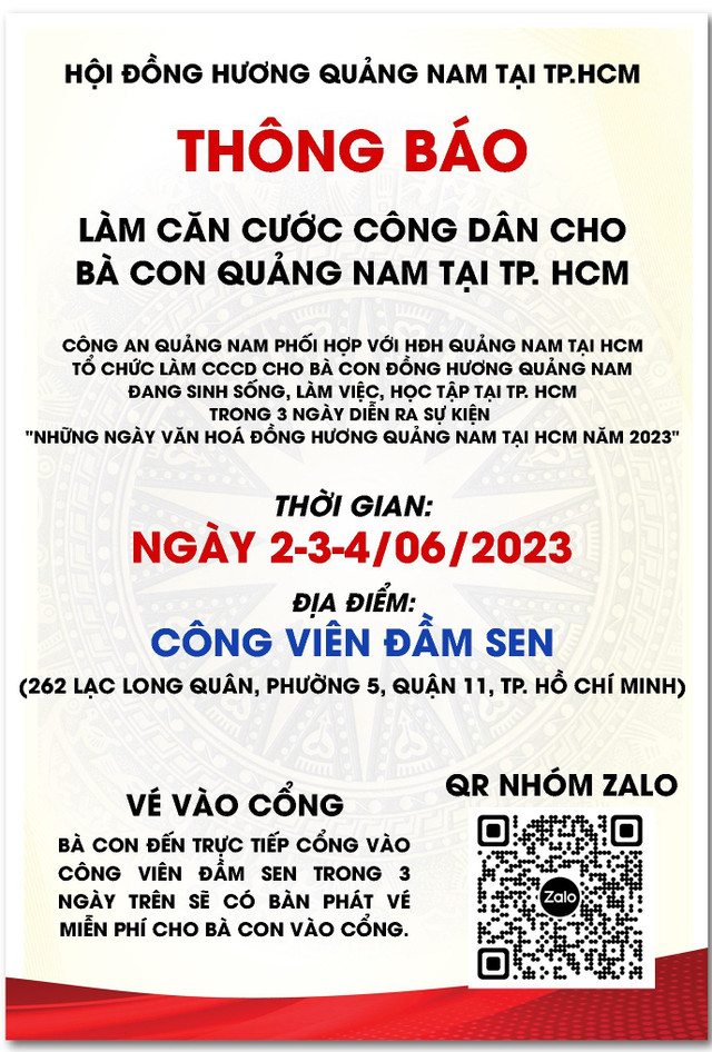 Công an Quảng Nam vào TP HCM để làm căn cước công dân cho người dân Cong an Quang Nam vao TP HCM de lam can cuoc cong dan cho nguoi dan