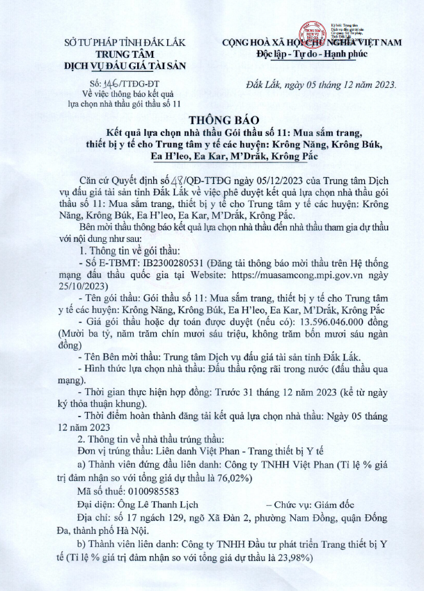 Liên danh Việt Phan -Trang thiết bị y tế trúng gói thầu hơn 13,5 tỷ đồng Lien danh Viet Phan -Trang thiet bi y te trung goi thau hon 13,5 ty dong